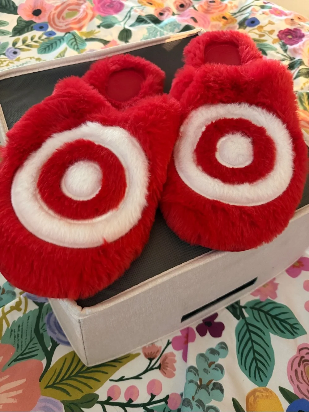 Target Red Fuzzy Slippers - Picture 1 of 2